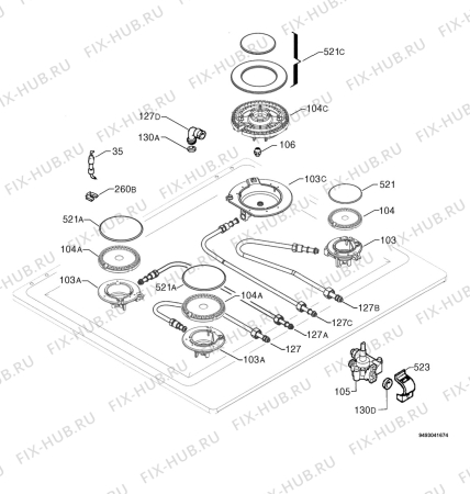 Взрыв-схема плиты (духовки) Arthurmartinelux AHG6821X - Схема узла Functional parts 267